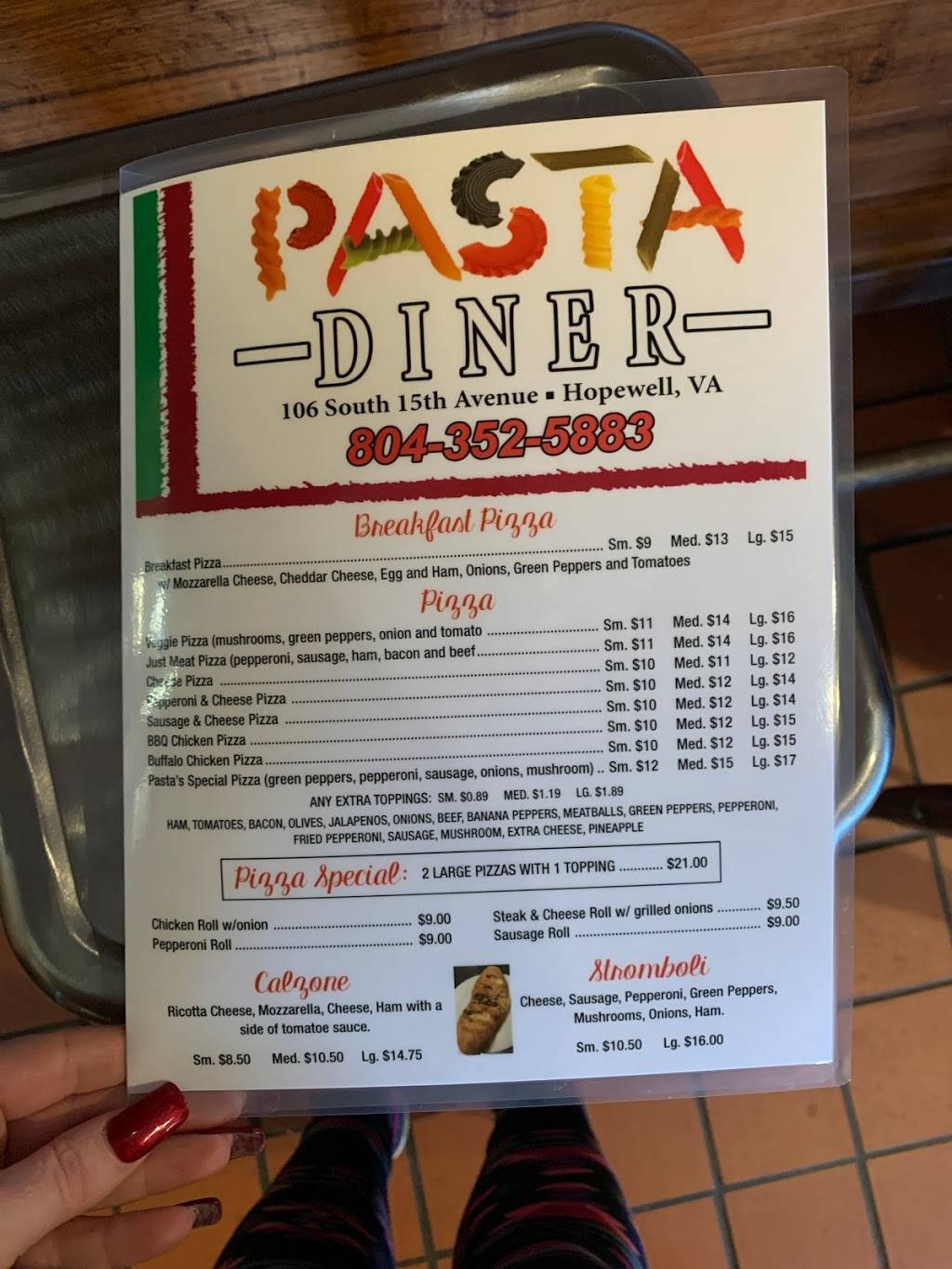 Pasta Diner | restaurant | 106 S 15th Ave, Hopewell, VA 23860, USA | 8043525883 OR +1 804-352-5883