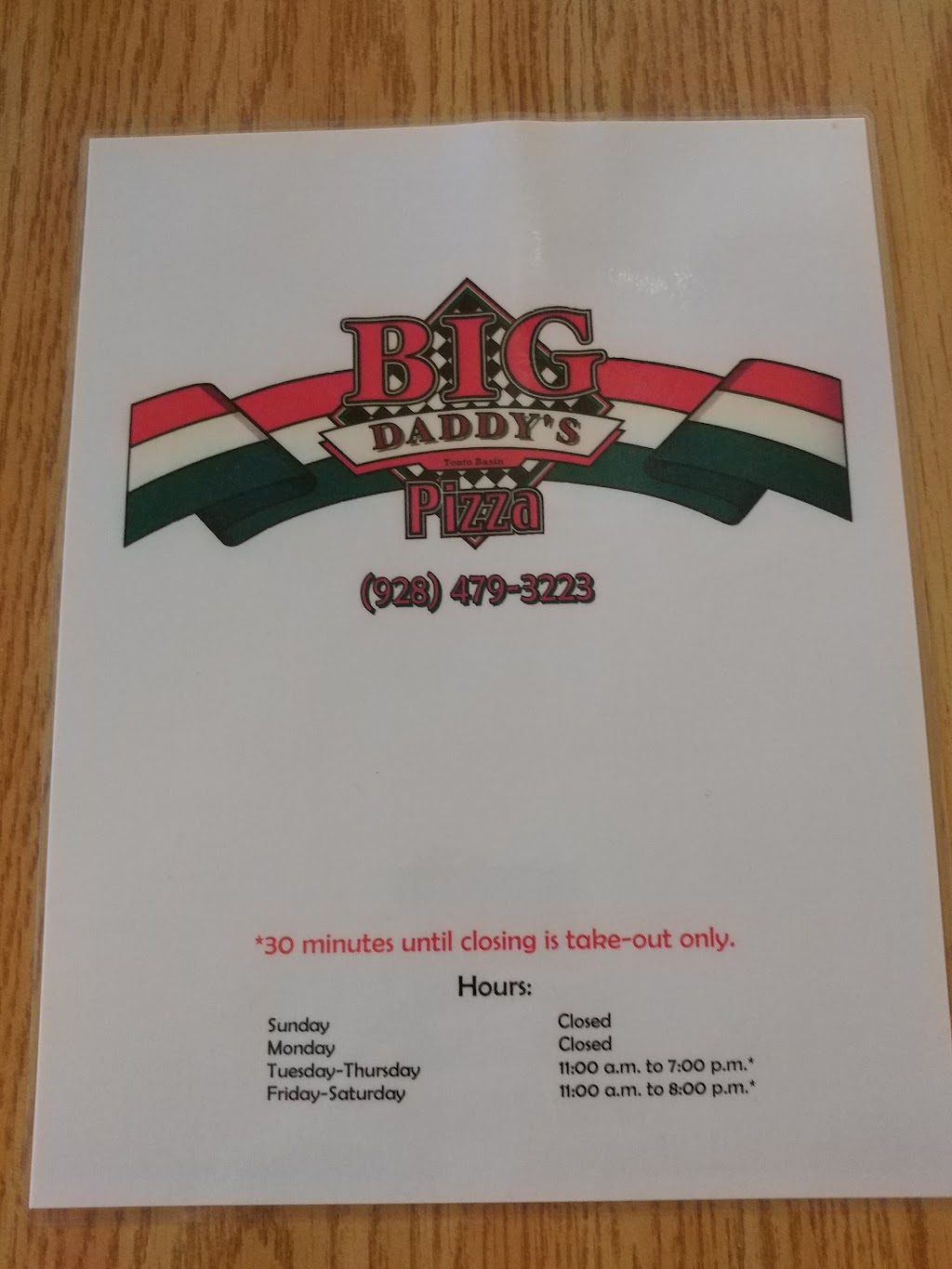 Big Daddys Pizza | restaurant | 100 Salado Trl, Tonto Basin, AZ 85553, USA | 9284793223 OR +1 928-479-3223