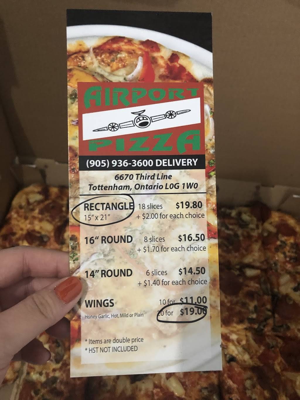 Airport Pizza Tottenham | restaurant | 6670 3rd Line Unit D, Tottenham, ON L0G 1W0, Canada | 9059363600 OR +1 905-936-3600