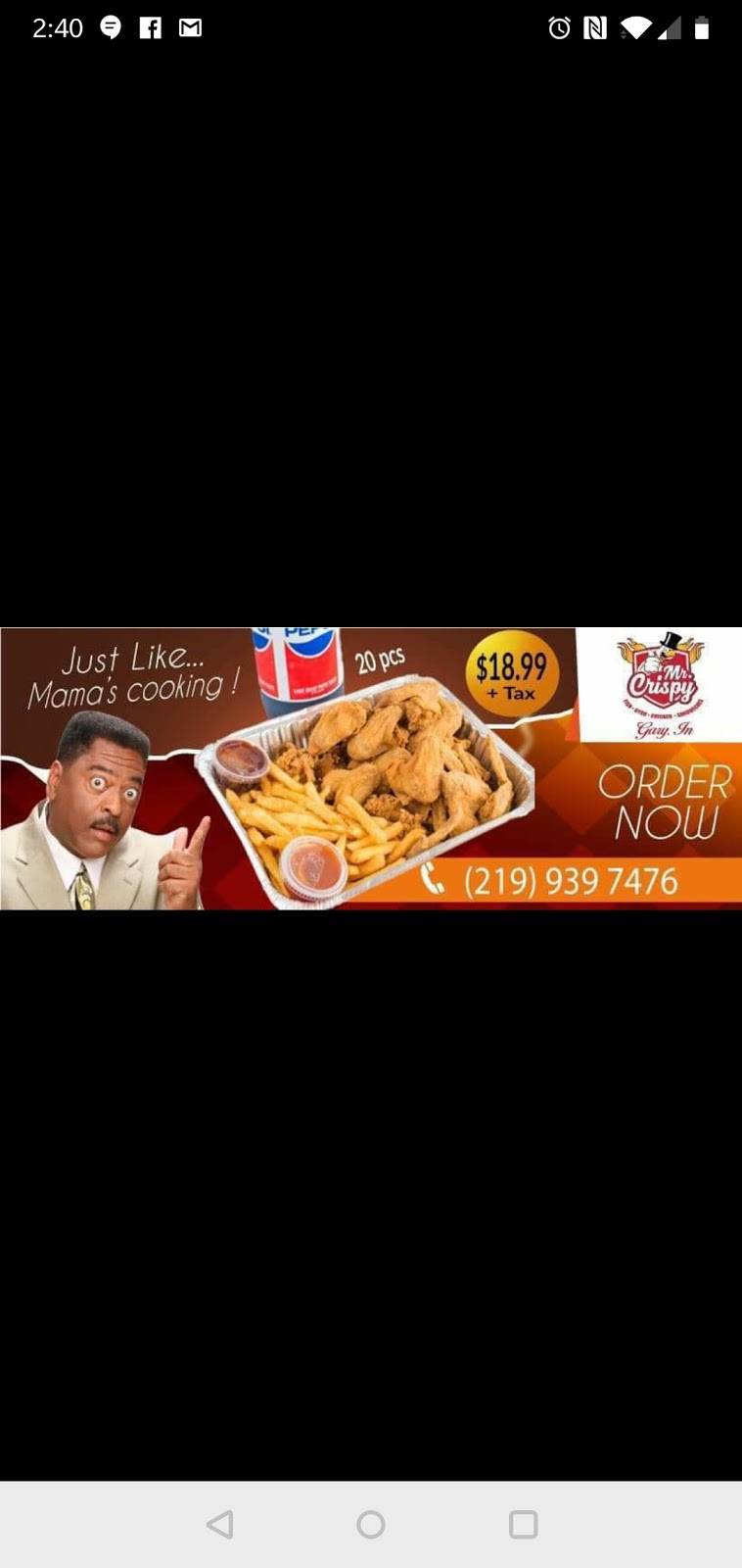 Mr. Crispy | restaurant | 2099 Clark Rd, Gary, IN 46404, USA | 2199397476 OR +1 219-939-7476