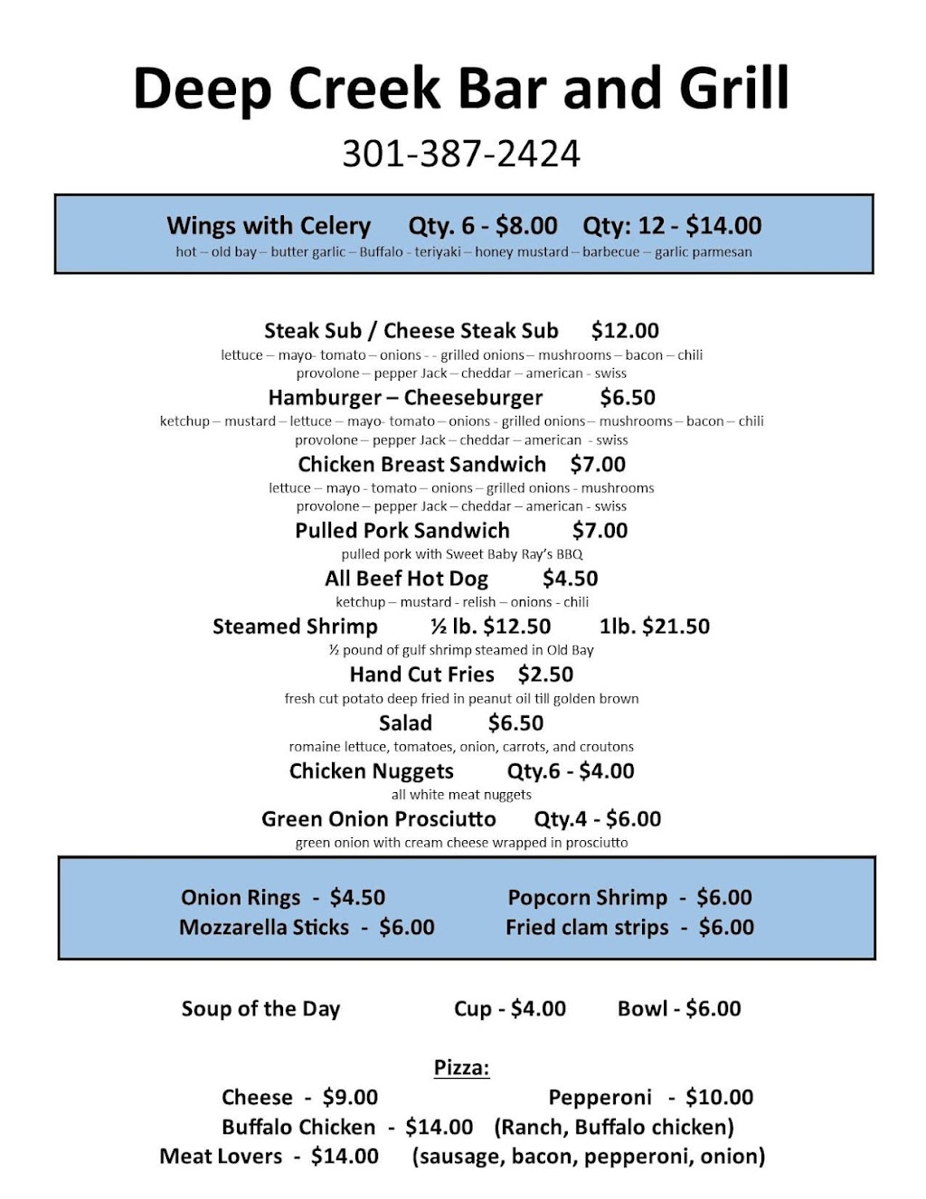 Deep creek bar and grill | restaurant | 17869 Garrett Hwy, Oakland, MD 21550, USA | 3013872424 OR +1 301-387-2424