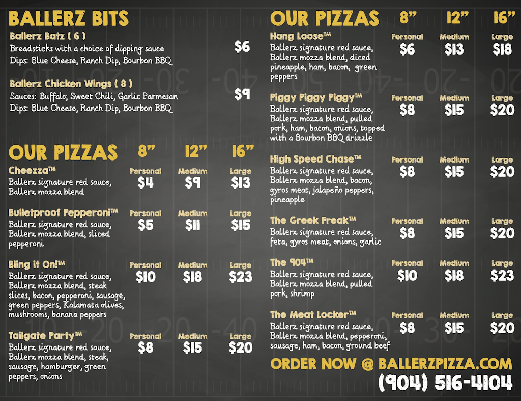 Ballerz Pizza | restaurant | 7185 Crane Ave, Jacksonville, FL 32216, USA | 9045164104 OR +1 904-516-4104