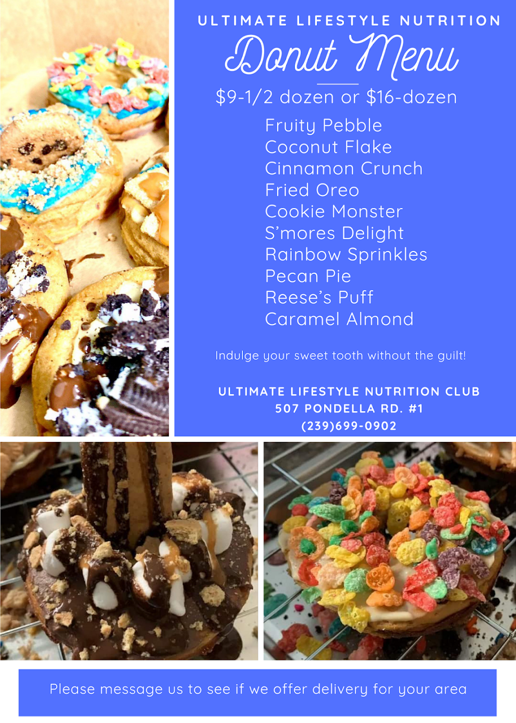 Ultimate Lifestyle Nutrition Club | restaurant | 507 Pondella Rd Unit 1, North Fort Myers, FL 33903, USA | 2396990902 OR +1 239-699-0902