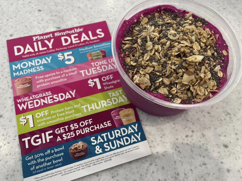 Planet Smoothie | restaurant | 1942 Bruce B Downs Blvd, Wesley Chapel, FL 33543, USA | 8133889585 OR +1 813-388-9585