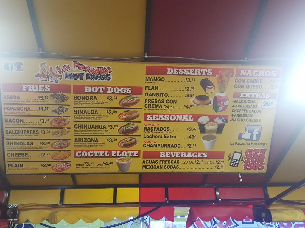 La Pasadita Hot Dogs | restaurant | 4105 N 75th Ave, Phoenix, AZ 85033, USA | 6232051505 OR +1 623-205-1505