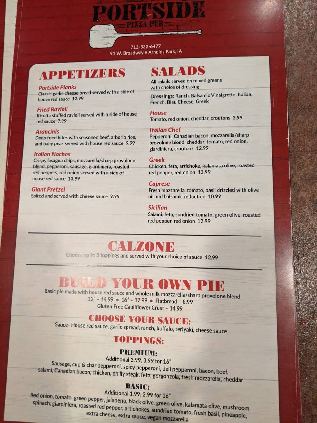 Portside Pizza Pub | restaurant | 91 W Broadway St, Arnolds Park, IA 51331, USA | 7123326477 OR +1 712-332-6477