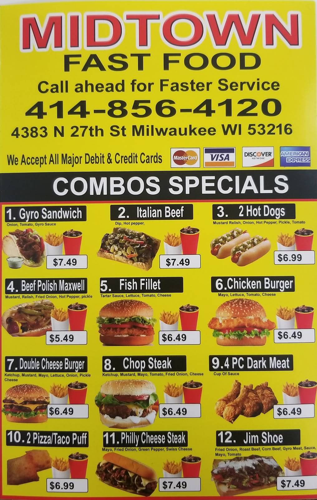 Midtown Fast Food | restaurant | 4383 N 27th St, Milwaukee, WI 53216, USA | 4148564120 OR +1 414-856-4120