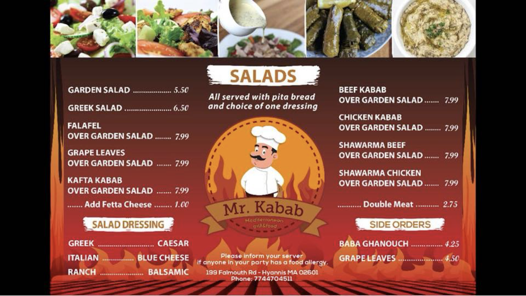 Mr. Kabab | restaurant | 199 Falmouth Rd, Hyannis, MA 02601, USA | 7744704511 OR +1 774-470-4511