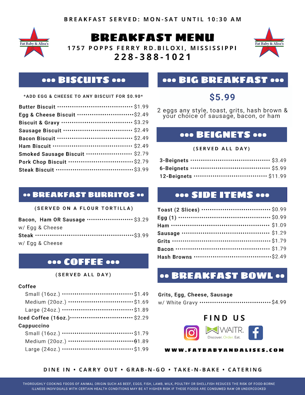 Fat Baby and Alise’s | restaurant | 1757 Popps Ferry Rd, Biloxi, MS 39532, USA | 2283881021 OR +1 228-388-1021