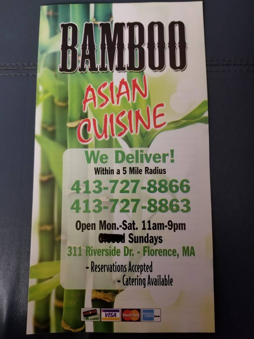 Bamboo Asian Cuisine | restaurant | 2726, 311 Riverside Dr, Northampton, MA 01062, USA | 4137278866 OR +1 413-727-8866