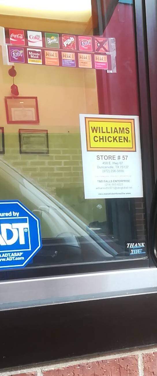 Williams Chicken | restaurant | 450 E Hwy 67 # A, Duncanville, TX 75137, USA | 9722969890 OR +1 972-296-9890