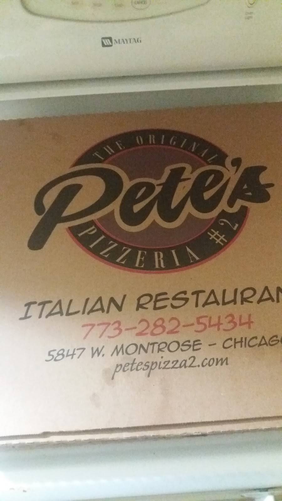 Petes Pizza No2 | restaurant | 5847 W Montrose Ave, Chicago, IL 60634, USA | 7732825434 OR +1 773-282-5434