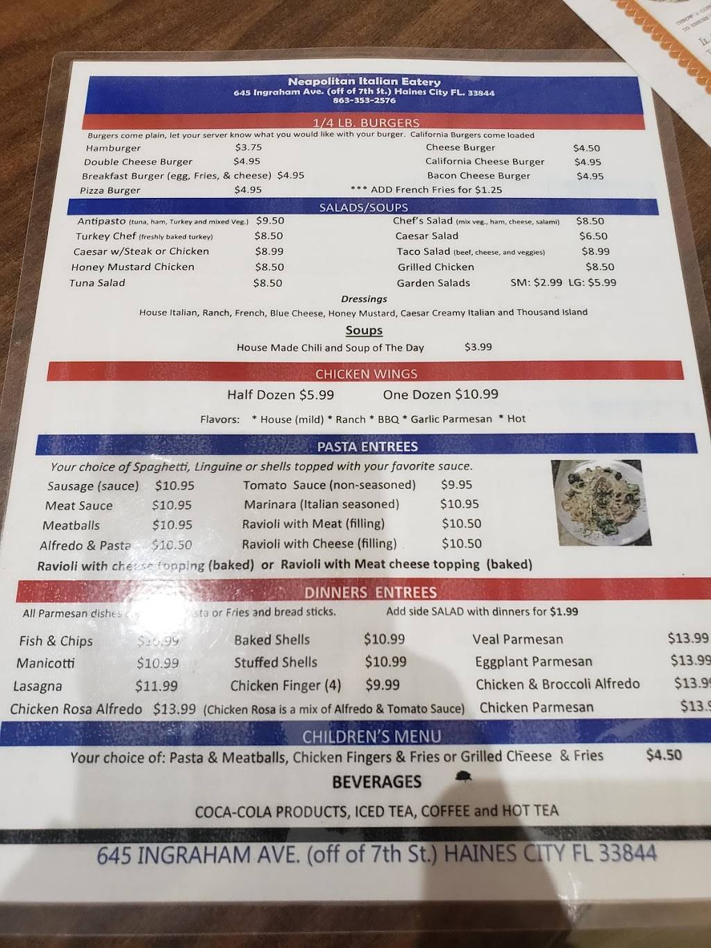 Neapolitan Italian Eatery | restaurant | 645 Ingraham Ave, Haines City, FL 33844, USA | 8633532576 OR +1 863-353-2576