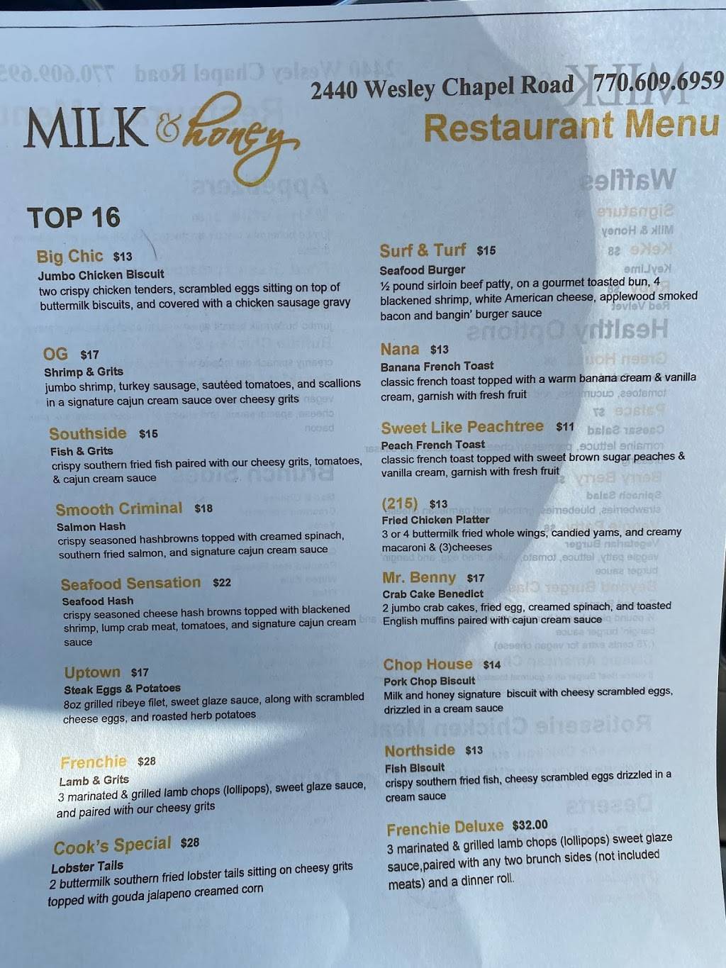 Milk and Honey Decatur | restaurant | 2440 Wesley Chapel Rd, Decatur, GA 30035, USA | 7706096959 OR +1 770-609-6959