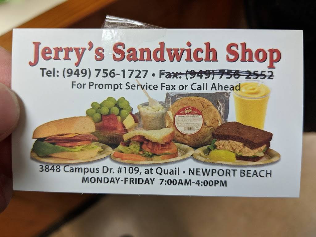 Jerrys Sandwich Shop | meal takeaway | 3848 Campus Dr, Newport Beach, CA 92660, USA | 9497561727 OR +1 949-756-1727