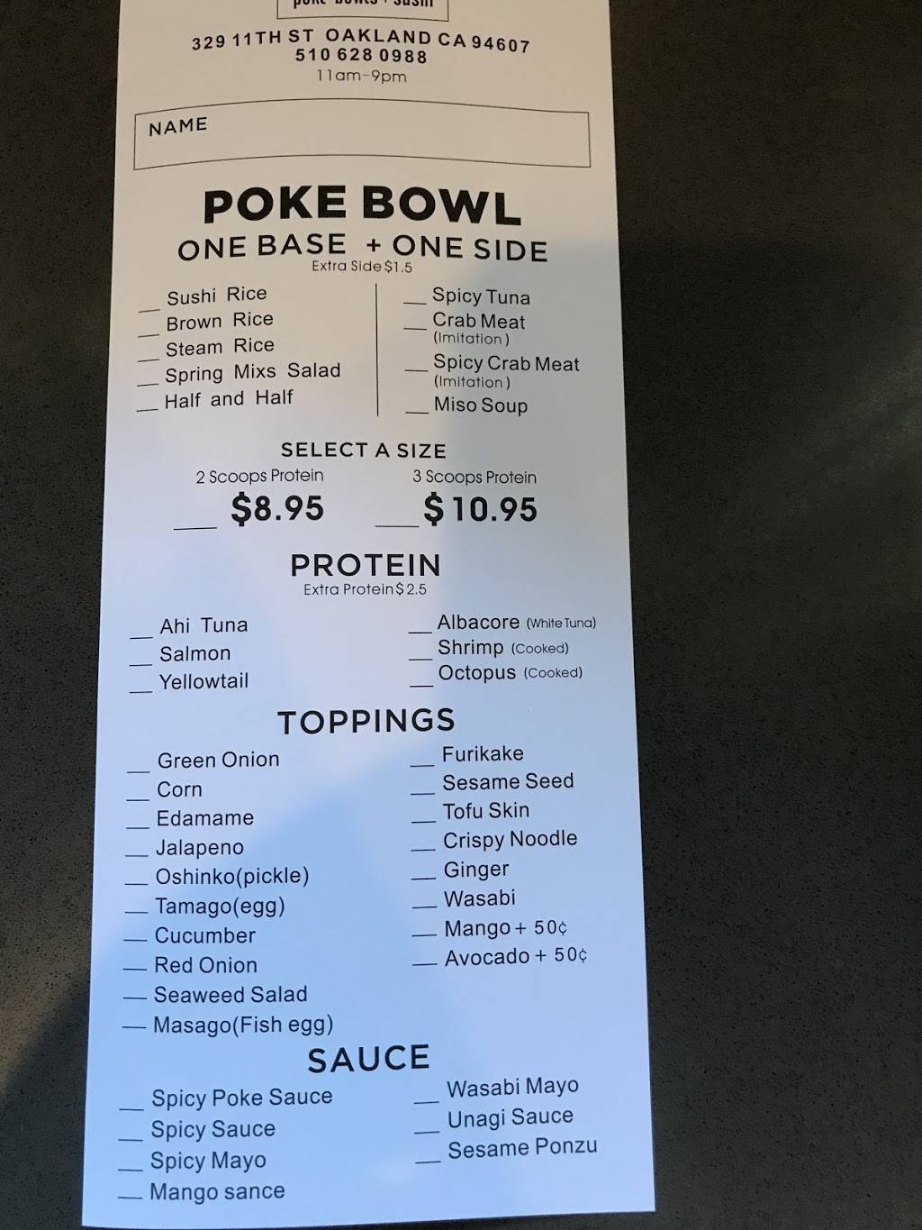 Poke Zone | restaurant | 329 11th St, Oakland, CA 94607, USA | 5106280988 OR +1 510-628-0988