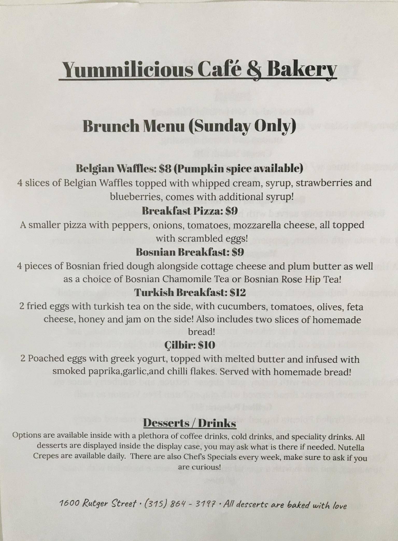 Yummilicious Cafe & Bakery | restaurant | 1600 Rutger St, Utica, NY 13501, USA | 3158643197 OR +1 315-864-3197