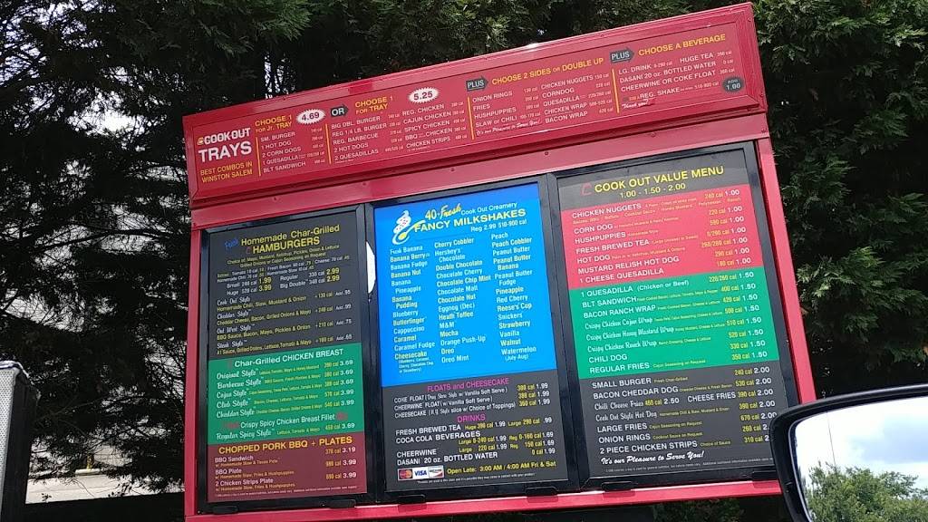 Cook Out | restaurant | 4505 Kester Mill Rd, Winston-Salem, NC 27103, USA | 3367603335 OR +1 336-760-3335