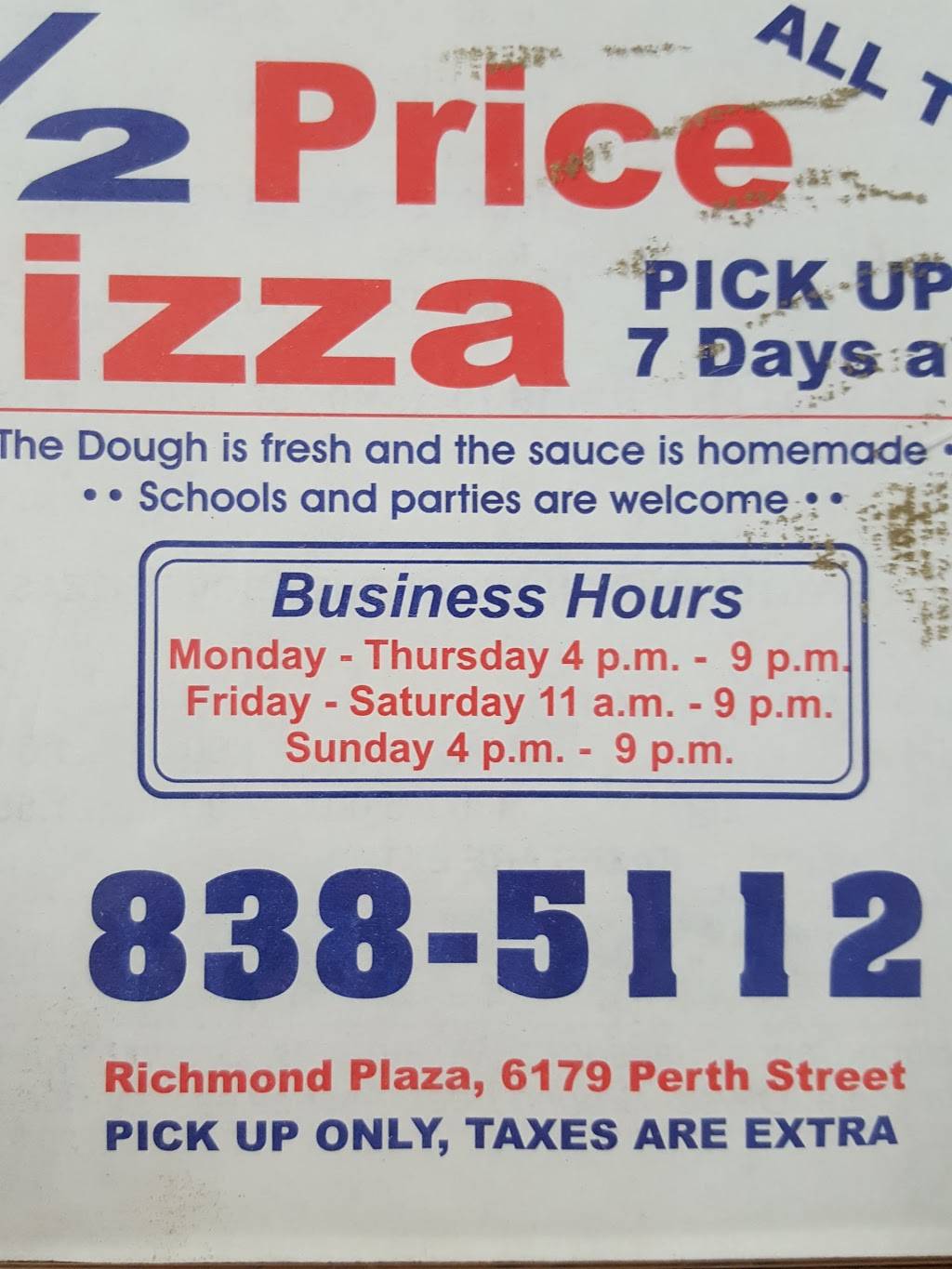 Cousin Vinnys Pizza | restaurant | 6179 Perth St, Richmond, ON K0A 2Z0, Canada | 6138385112 OR +1 613-838-5112