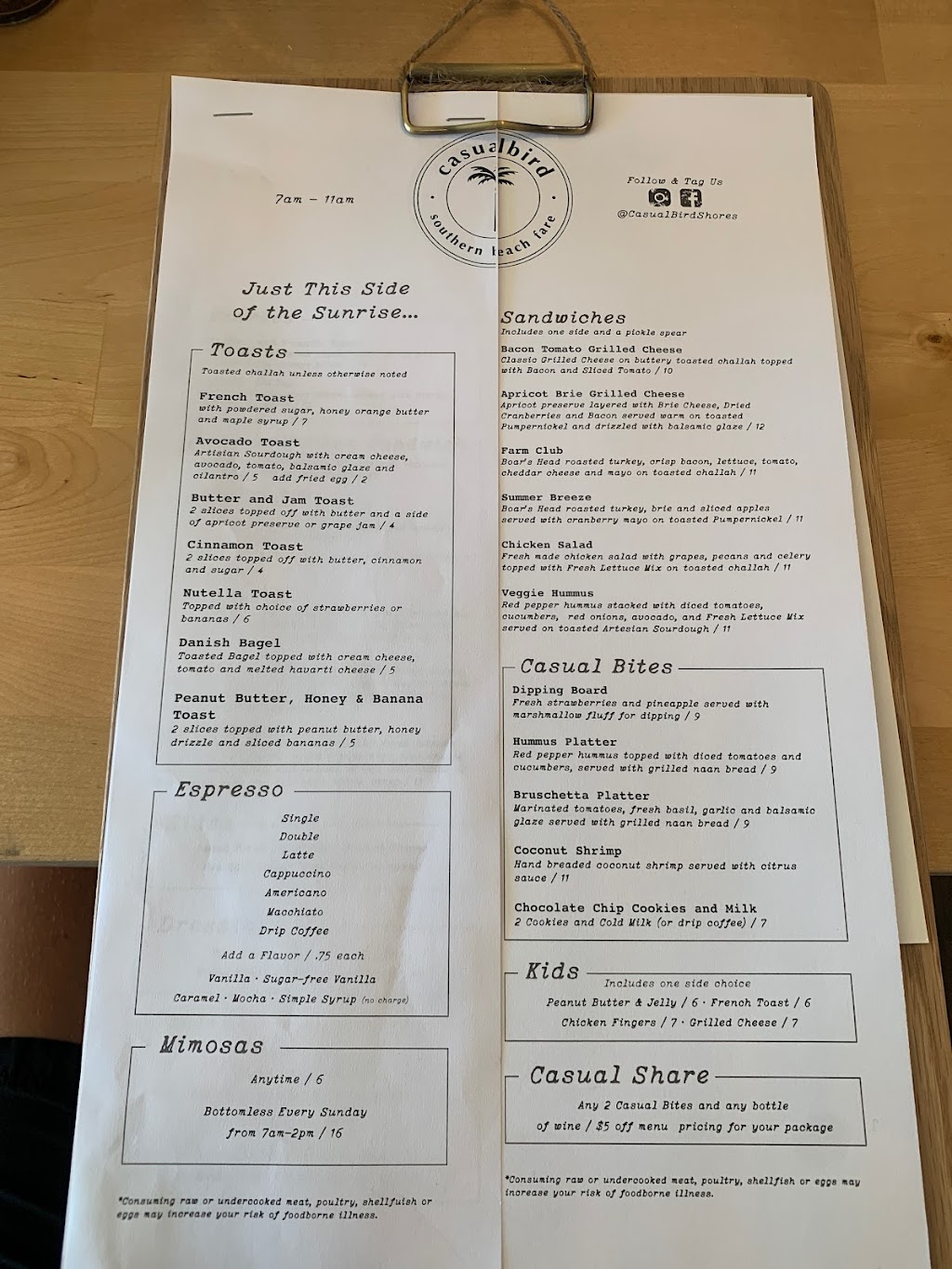 casualbird | restaurant | 109 Dunlawton Blvd, Daytona Beach Shores, FL 32118, USA | 3862389868 OR +1 386-238-9868