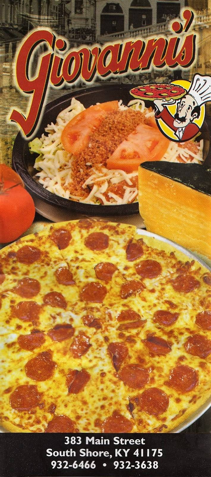 Giovannis Pizza | restaurant | 383 Main St, South Shore, KY 41175, USA | 6069326466 OR +1 606-932-6466