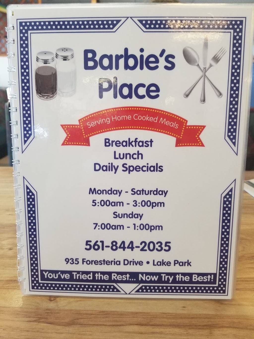 Barbies Place | restaurant | 935 Foresteria Dr, Lake Park, FL 33403, USA | 5618442035 OR +1 561-844-2035
