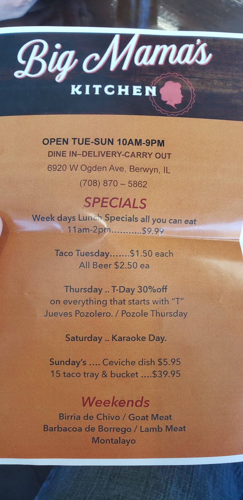 Big Mamas Kitchen | restaurant | 6900 Ogden Ave, Berwyn, IL 60402, USA | 7083030050 OR +1 708-303-0050