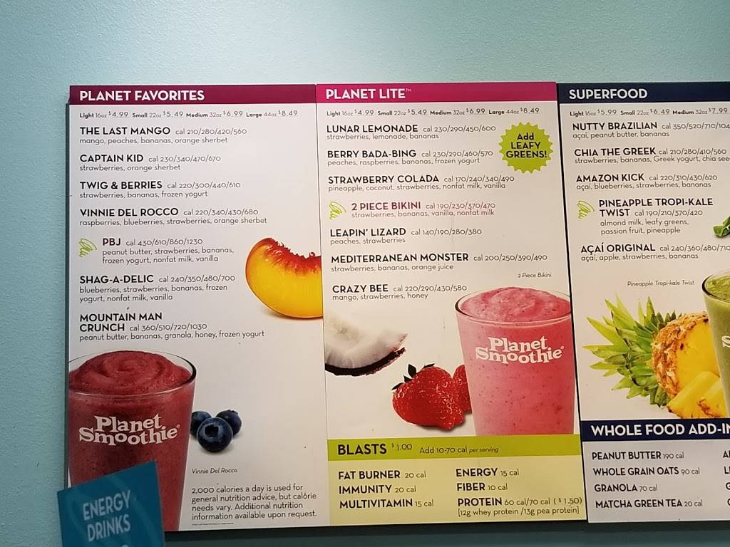 Planet Smoothie | restaurant | 4104 Millenia Blvd Ste 110, Orlando, FL 32839, USA | 4079030440 OR +1 407-903-0440