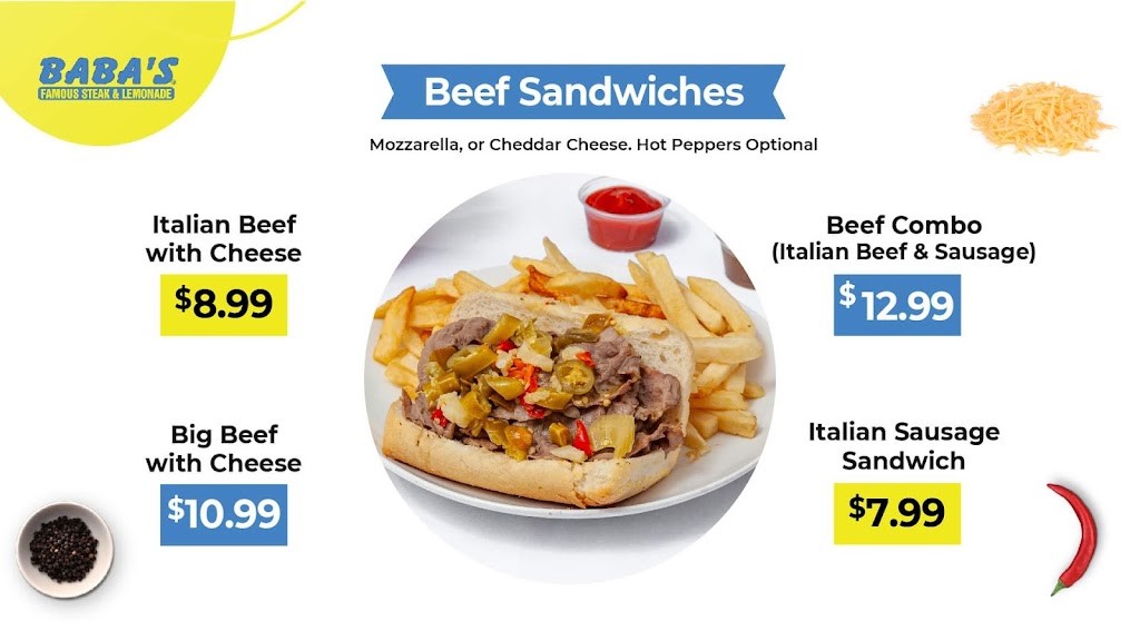 Babas Famous Steak and Lemonade - Carol Stream, IL | restaurant | 476 W Army Trail Rd, Carol Stream, IL 60188, USA | 6308556622 OR +1 630-855-6622