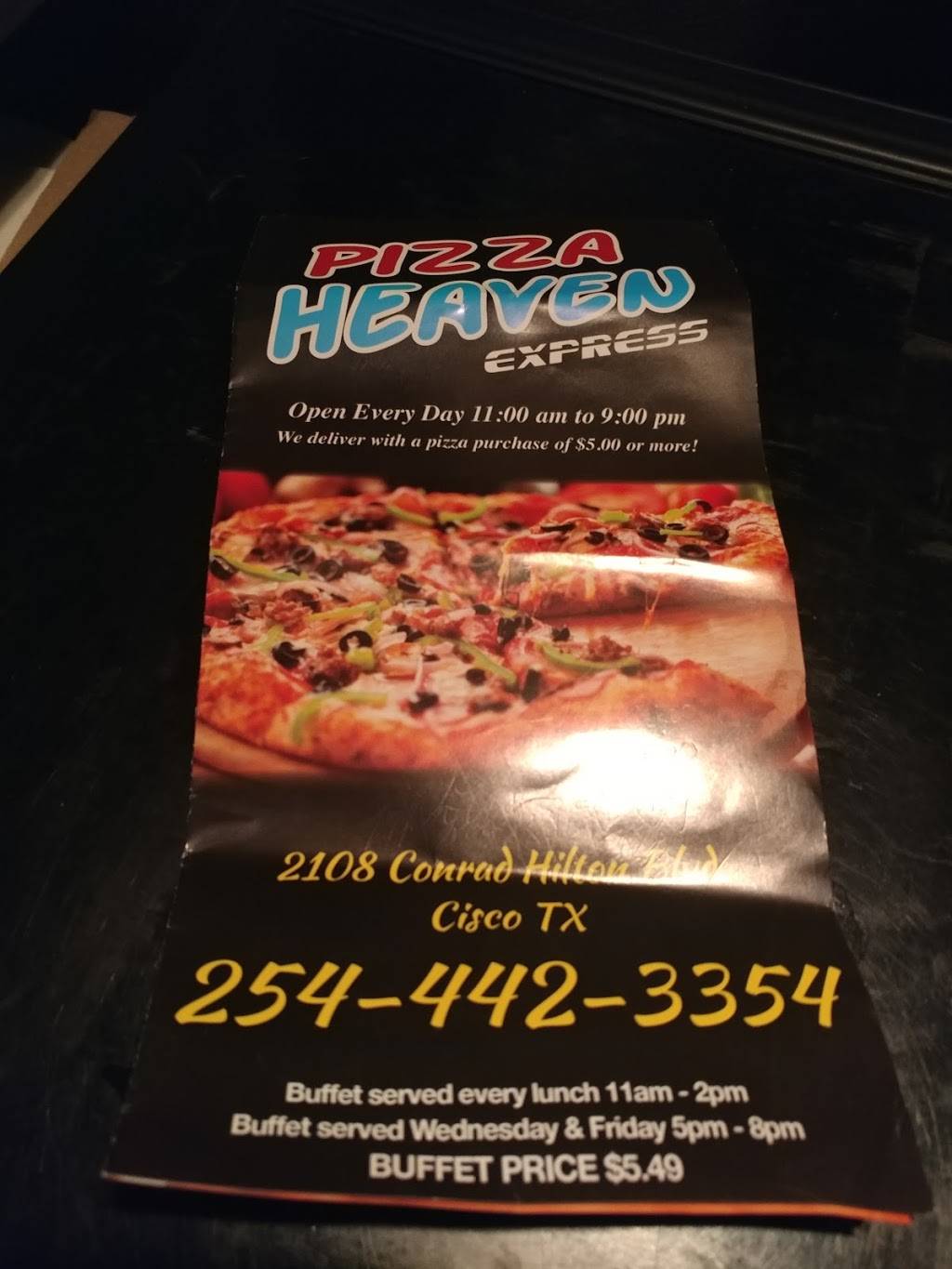 Pizza Heaven | restaurant | 2108 Conrad Hilton Blvd, Cisco, TX 76437, USA | 2544423354 OR +1 254-442-3354