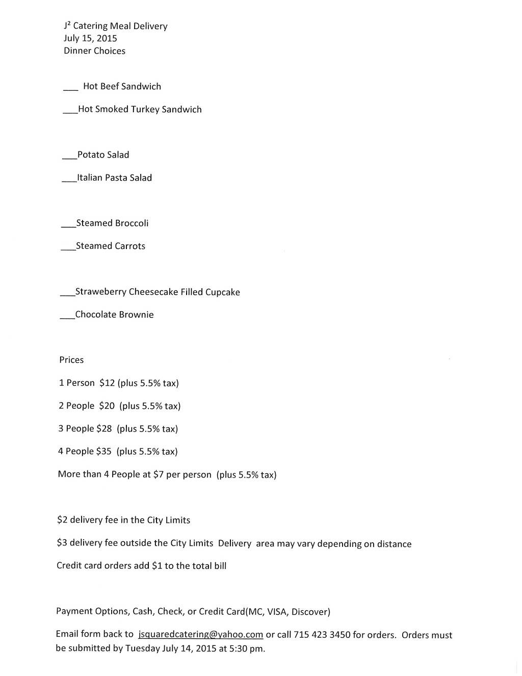 J Squared Catering | meal delivery | 430 Jackson St, Wisconsin Rapids, WI 54494, USA | 7154233450 OR +1 715-423-3450