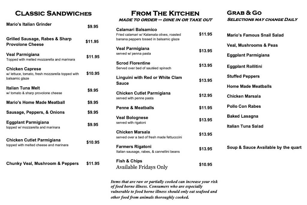 Marios Kitchen & Catering | restaurant | 1551 Plainfield Pike, Johnston, RI 02919, USA | 4015638125 OR +1 401-563-8125