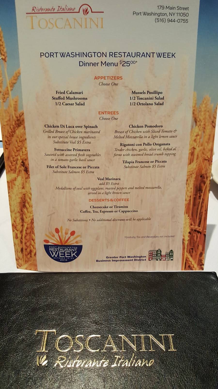 Ristorante Italiano Toscanini | restaurant | 179 Main St, Port Washington, NY 11050, USA | 5169440755 OR +1 516-944-0755