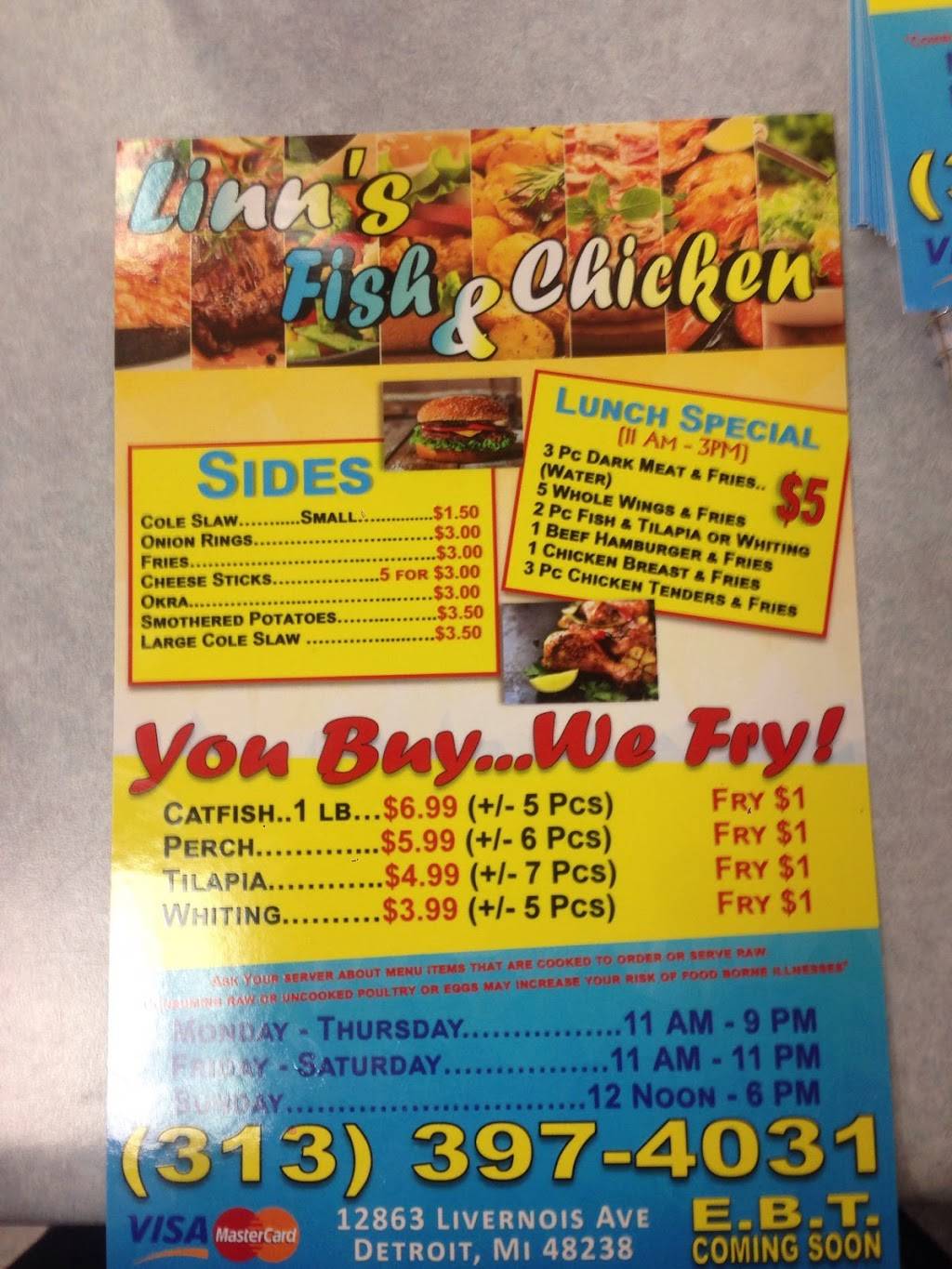 Linns Fish & Chicken | restaurant | 12863 Livernois, Detroit, MI 48238, USA | 3133974031 OR +1 313-397-4031