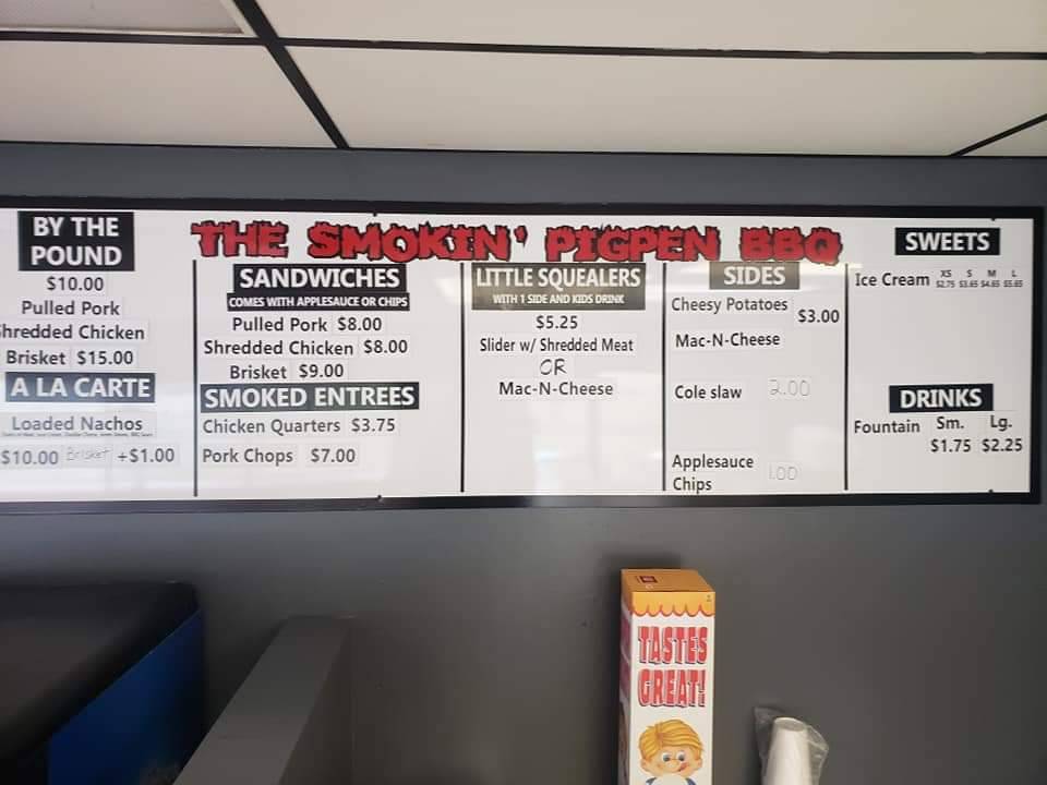 The Smokin’ Pigpen BBQ | restaurant | 68279 IN-15, New Paris, IN 46553, USA | 5748314499 OR +1 574-831-4499