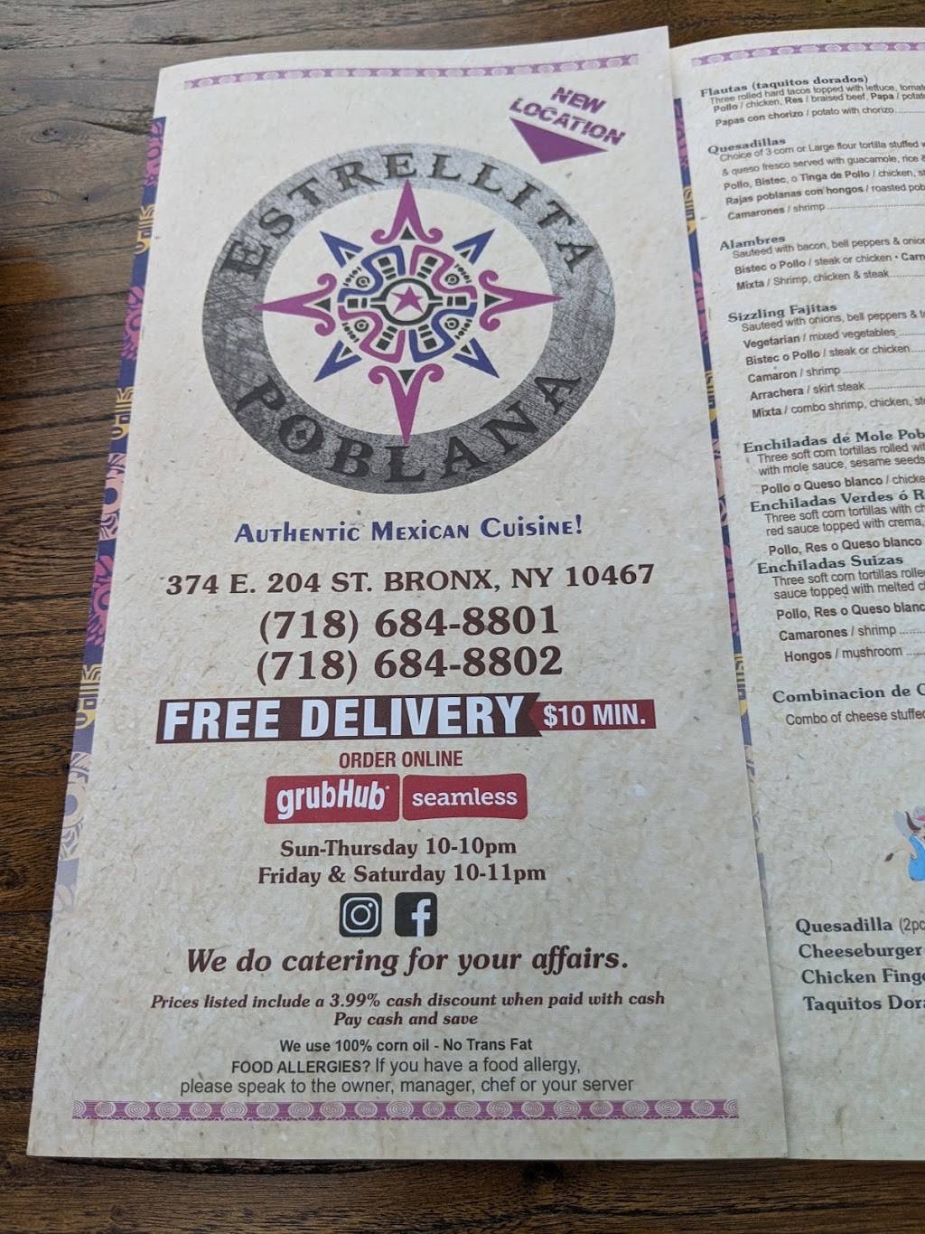 Estrellita Poblana | restaurant | 374 E 204th St, The Bronx, NY 10467, USA | 7186848801 OR +1 718-684-8801