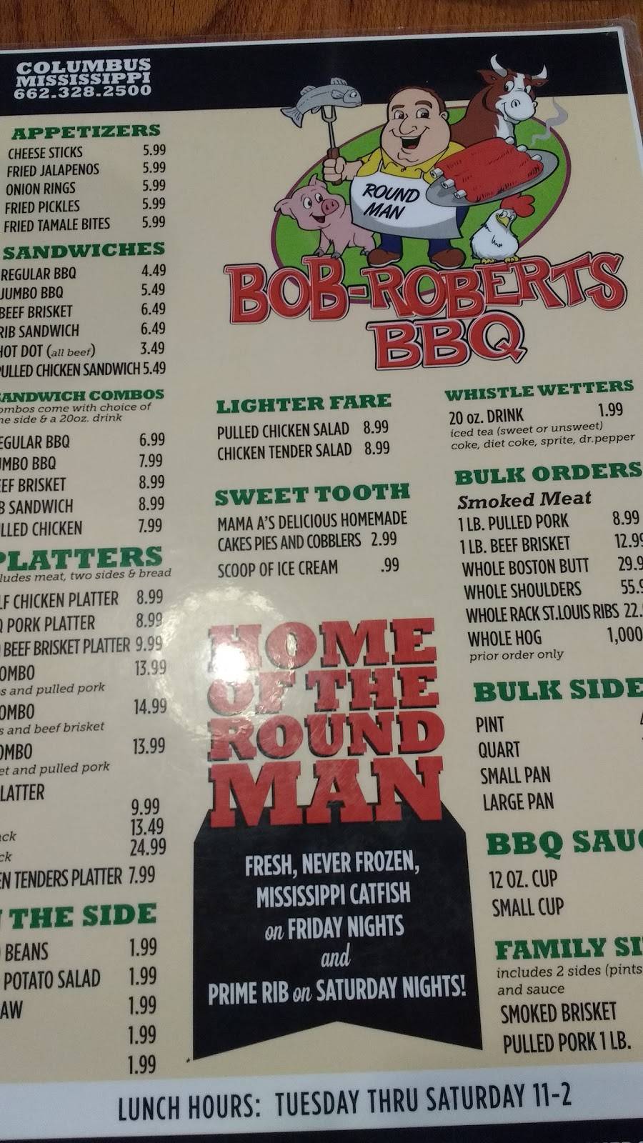 Bob Roberts BBQ | restaurant | 599 W Lowndes Dr, Columbus, MS 39701, USA | 6623282500 OR +1 662-328-2500