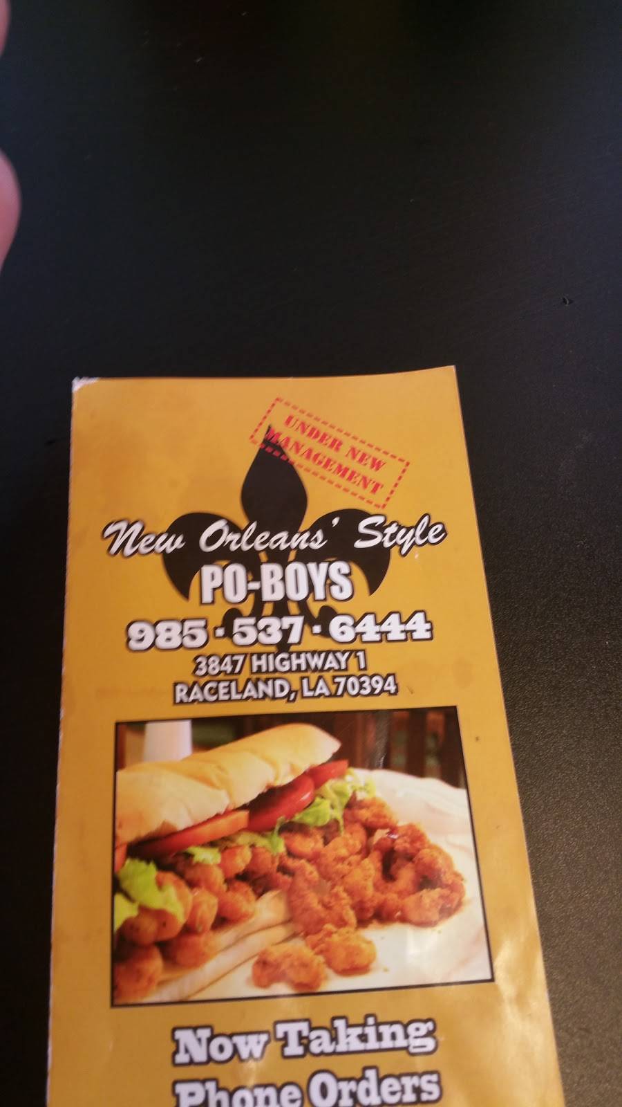 New Orleans Style Po Boys | restaurant | 3874 LA-1, Raceland, LA 70394, USA | 9855376444 OR +1 985-537-6444