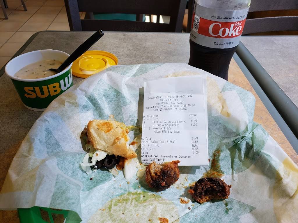 Subway Restaurants | restaurant | 20875 FM 1485 #A, New Caney, TX 77357, USA | 2816893232 OR +1 281-689-3232