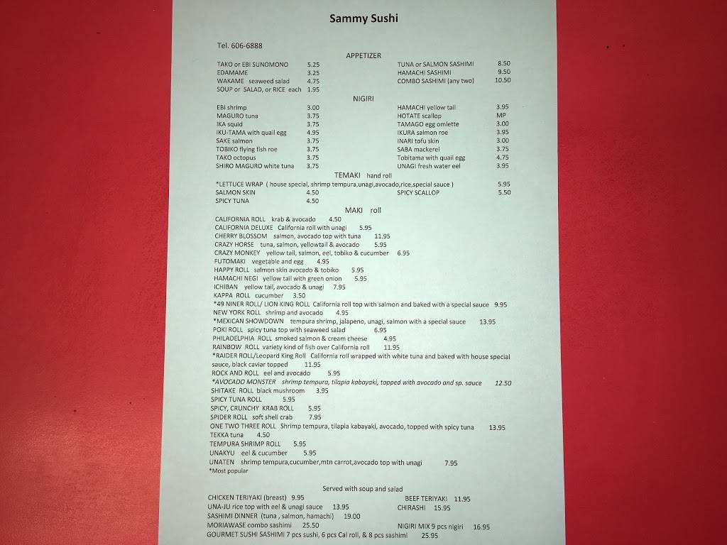 Sammy Sushi | restaurant | 3016 Pacific Ave, Livermore, CA 94550, USA | 9256066888 OR +1 925-606-6888