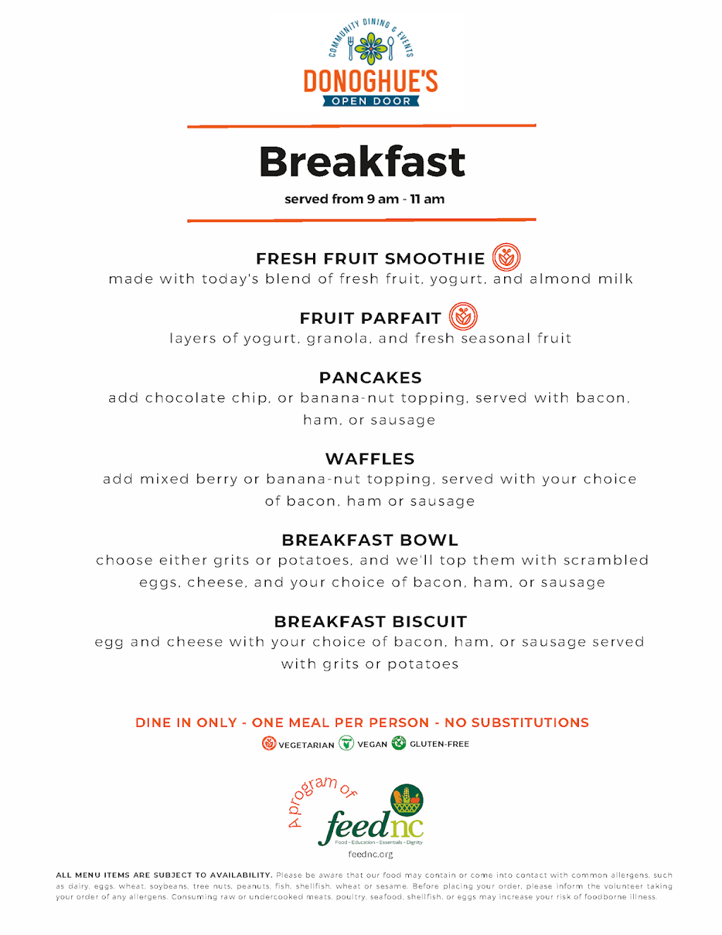 Donoghues Open Door | restaurant | 2456 Charlotte Hwy, Mooresville, NC 28117, USA | 7046609010 OR +1 704-660-9010