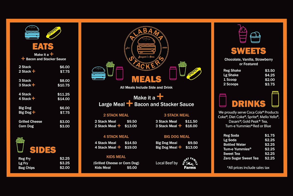 Alabama Stackers | restaurant | 108 19th St E, Jasper, AL 35501, USA | 2052652887 OR +1 205-265-2887