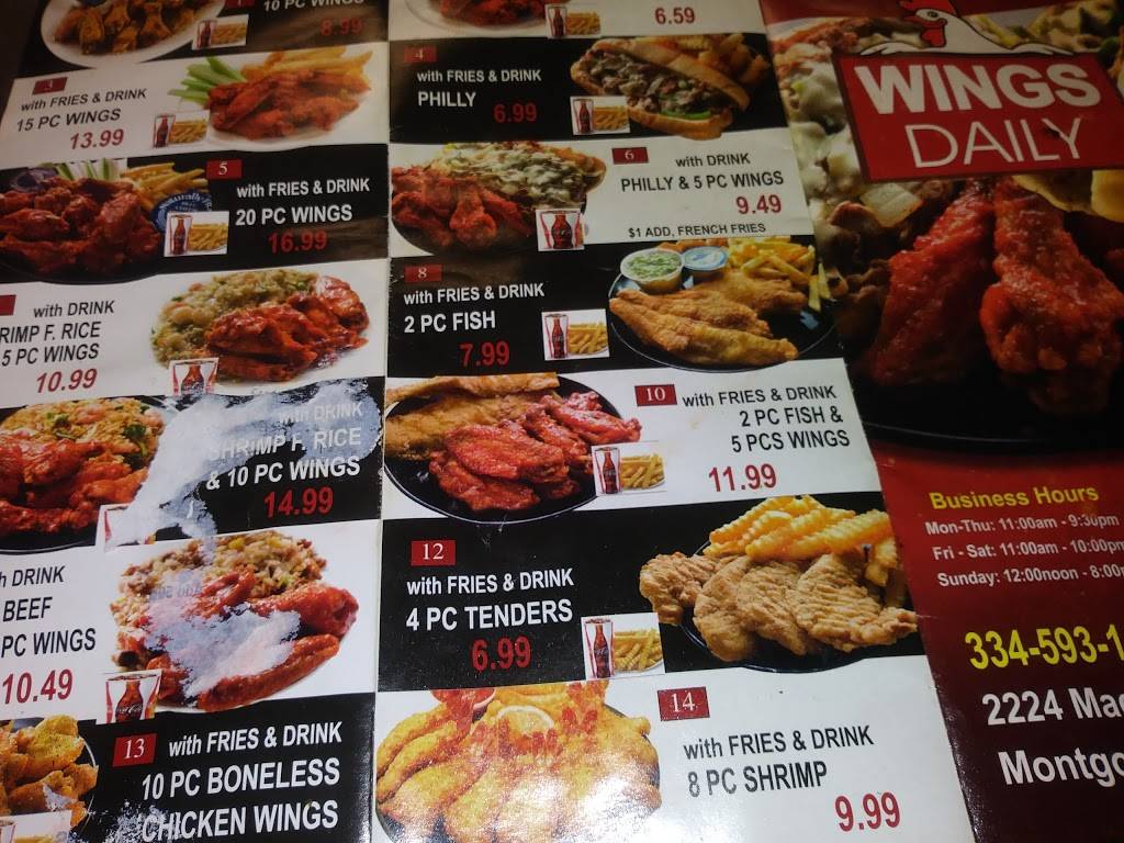 Wings Daily | restaurant | 2224 Madison Ave, Montgomery, AL 36107, USA | 3345931490 OR +1 334-593-1490