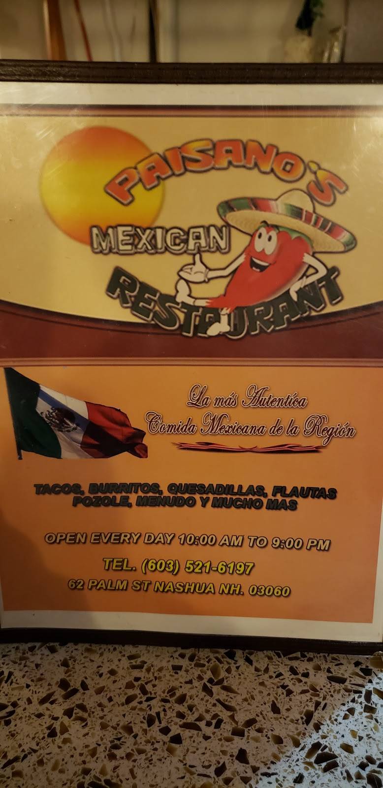 El Paisano | restaurant | 64 Palm St, Nashua, NH 03060, USA | 6034172101 OR +1 603-417-2101