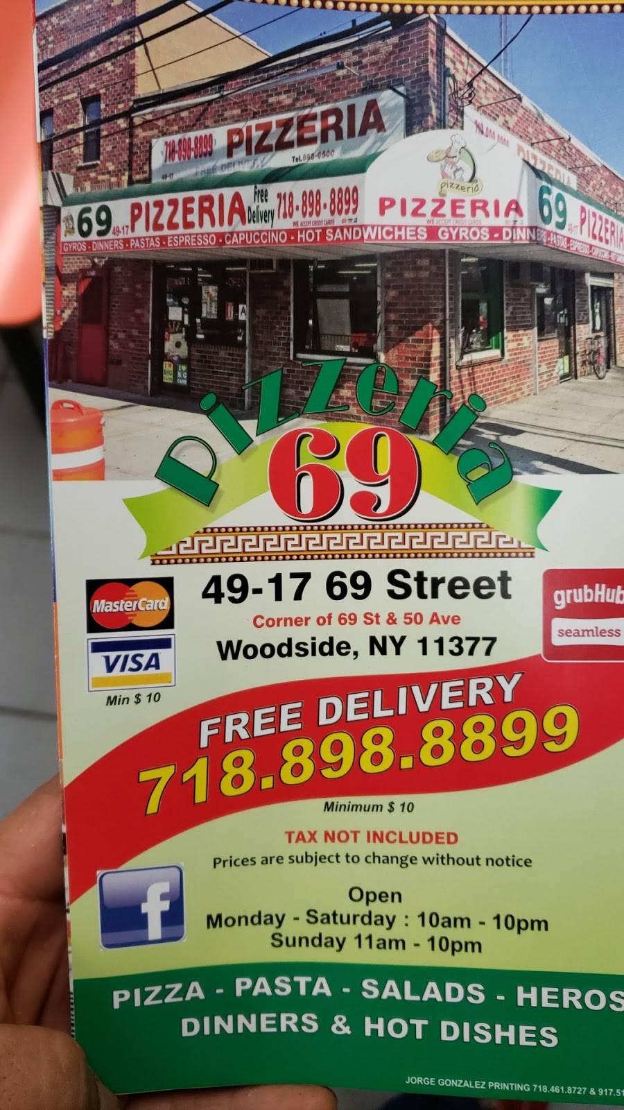 69 Pizzeria | restaurant | 4917 69th St, Woodside, NY 11377, USA | 7188988899 OR +1 718-898-8899