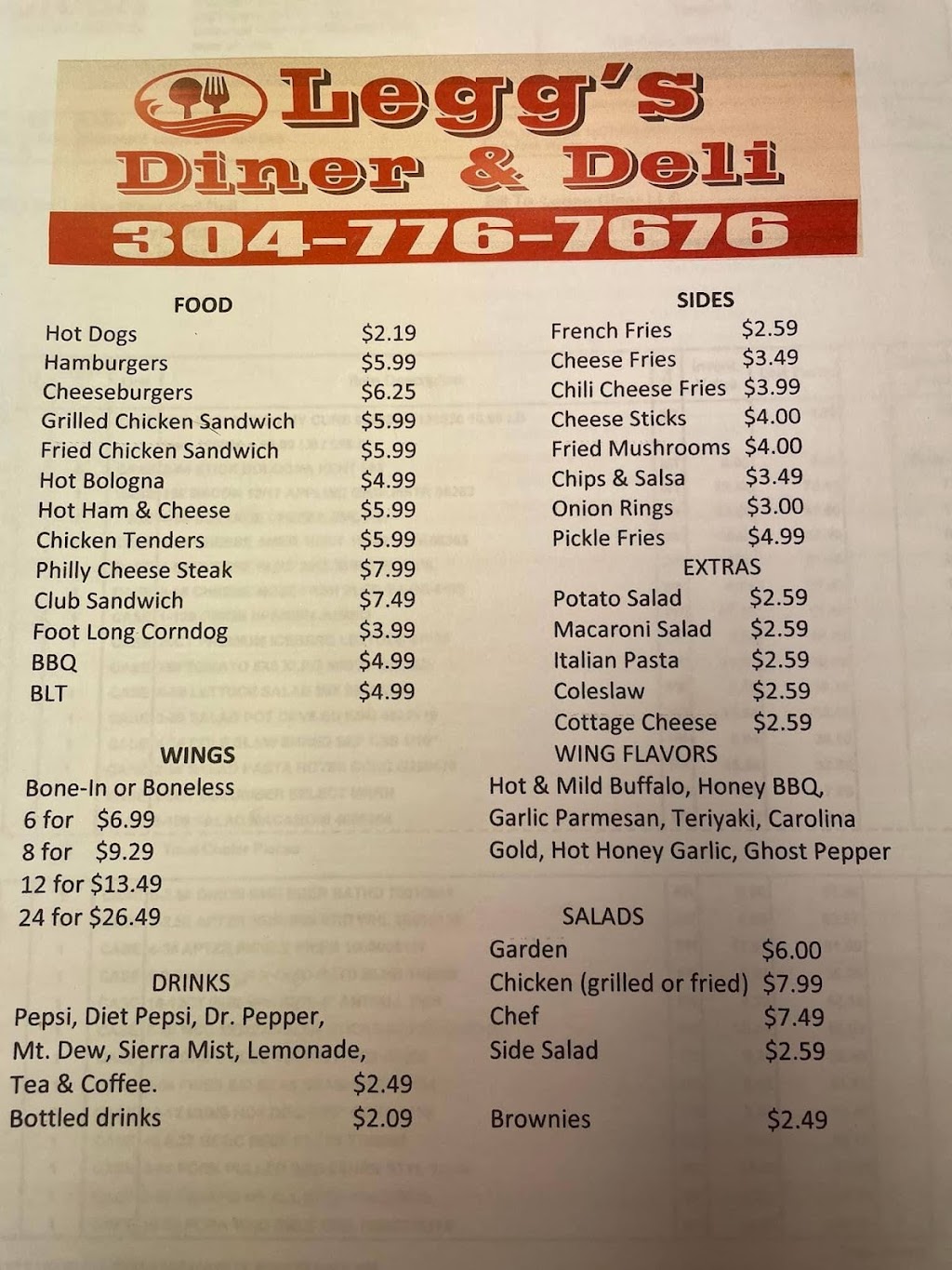 Leggs Diner & Deli | restaurant | 5308 Big Tyler Rd, Charleston, WV 25313, USA | 3047767676 OR +1 304-776-7676