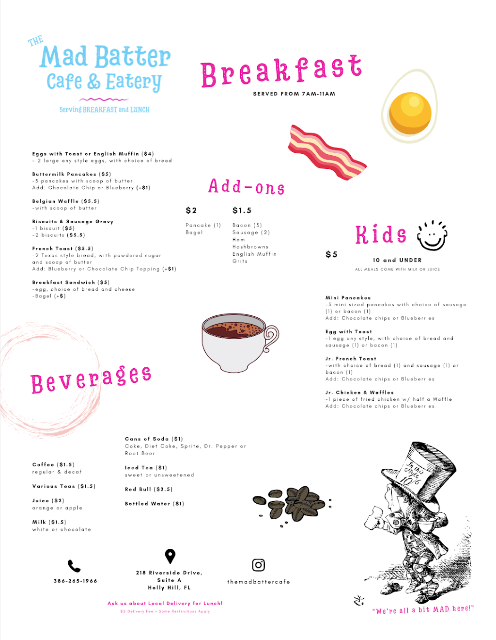 The Mad Batter Cafe & Eatery | restaurant | 218 Riverside Dr STE A, Daytona Beach, FL 32117, USA | 3862651966 OR +1 386-265-1966