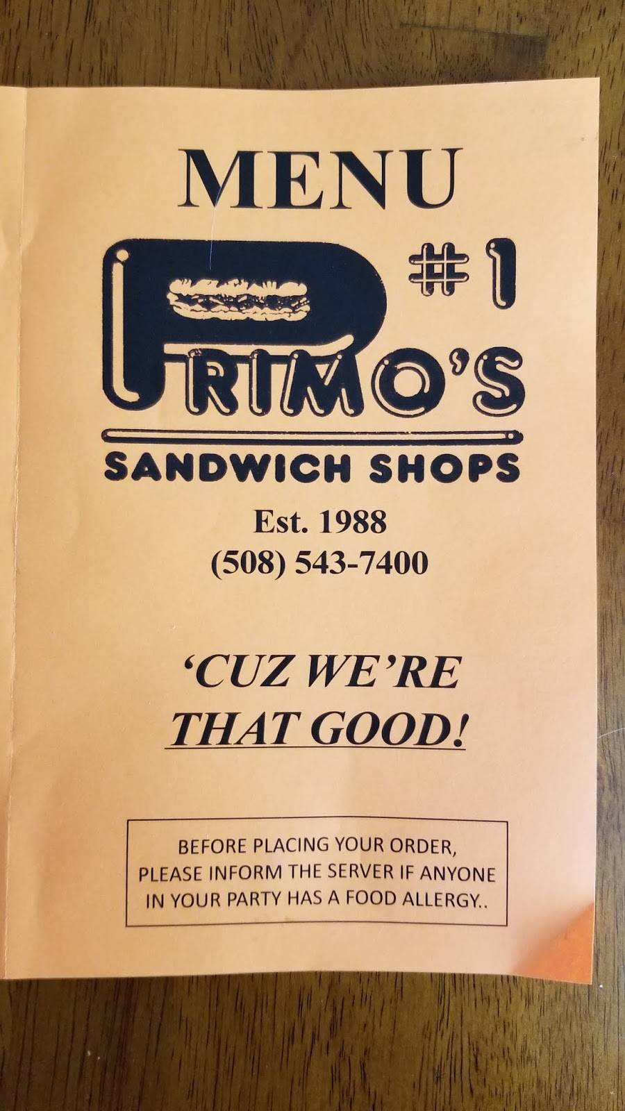Primos Sandwich Shops Inc | restaurant | 6 Mechanic St, Foxborough, MA 02035, USA | 5085437400 OR +1 508-543-7400