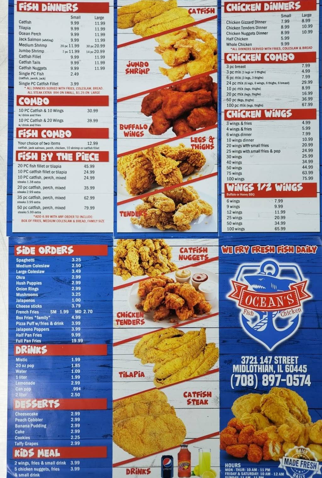 OCEAN’S FISH & CHICKEN | restaurant | 3721 147th St, Midlothian, IL 60445, USA | 7088970574 OR +1 708-897-0574