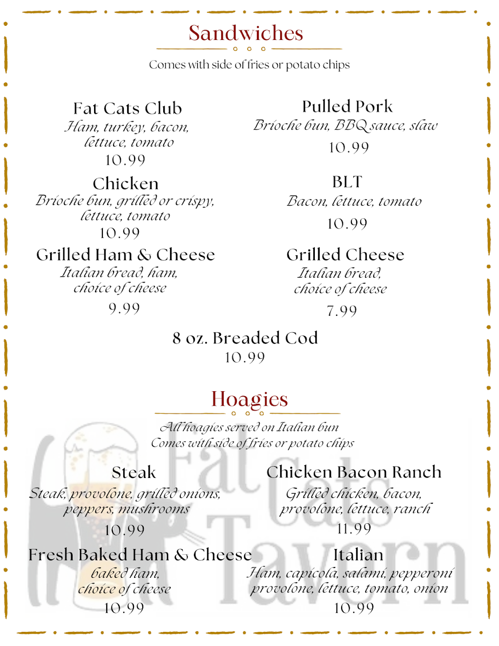Fat Cats Tavern | restaurant | 3547 W Crawford Ave, Dunbar, PA 15431, USA | 7246032660 OR +1 724-603-2660